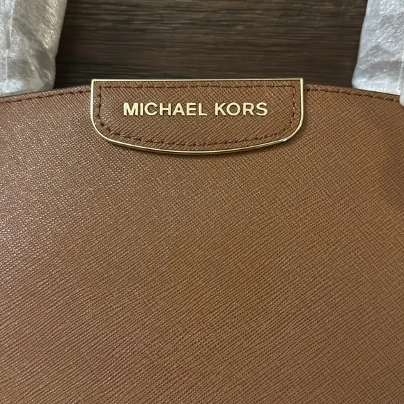 Michael Kors Rochelle Cognac Brown Large Saffiano Leather Bag NWT - Picture 2 of 16